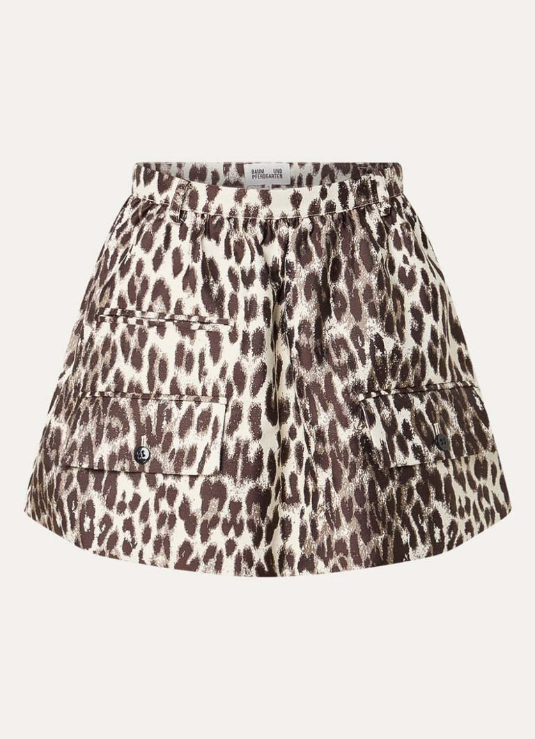 Baum und Pferdgarten Dames Samaya minirok met panterprint en klepzakken in de kleur Bruin, maat: 34