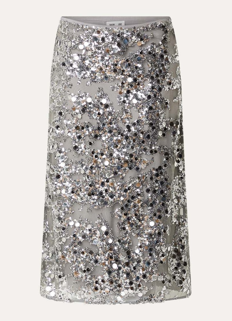 Baum und Pferdgarten Dames Shania midi rok met pailletten en strass in de kleur Grijs, maat: 36