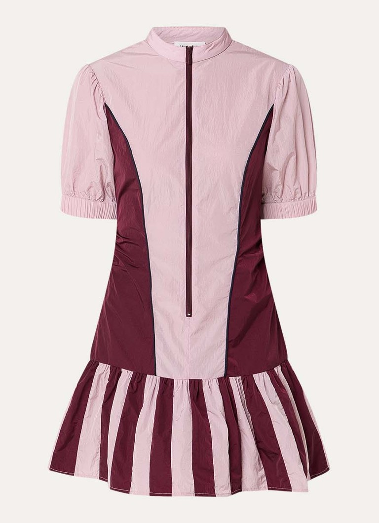Baum und Pferdgarten Dames Anitha mini jurk met streepprint en halve rits in de kleur Lichtroze, maat: 36