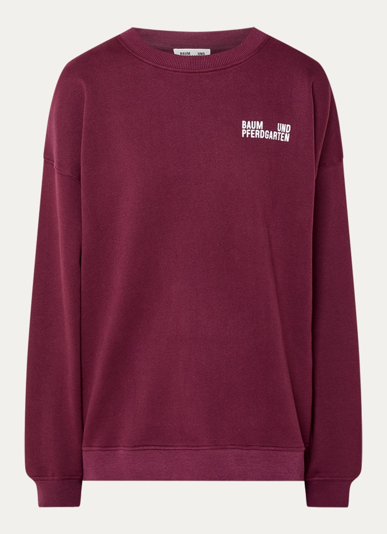 Baum und Pferdgarten Dames Julle sweater met front- en backprint in de kleur Bordeauxrood, maat: M