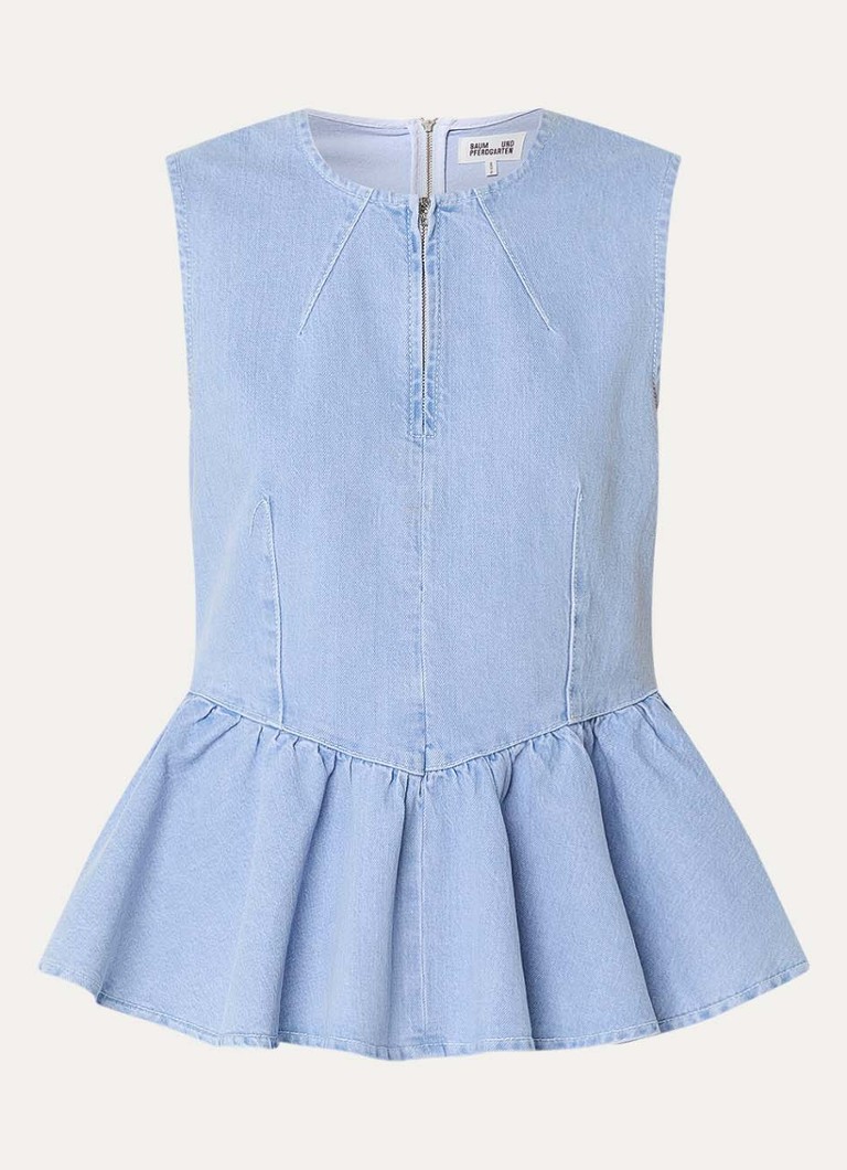 Baum und Pferdgarten Dames Merja mouwloze top van denim met plooidetail in de kleur Indigo, maat: 40
