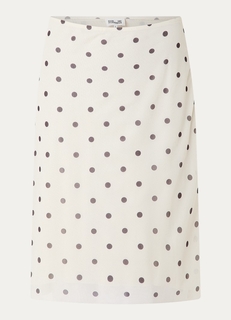 Baum und Pferdgarten Dames Jessika minirok met stippenprint in de kleur Gebroken wit, maat: XS
