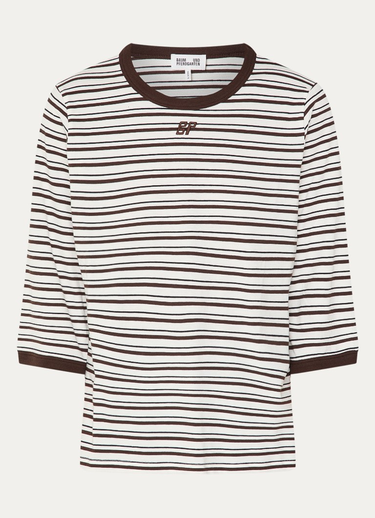 Baum und Pferdgarten Dames Julien T-shirt met streepprint in de kleur Donkerbruin, maat: S