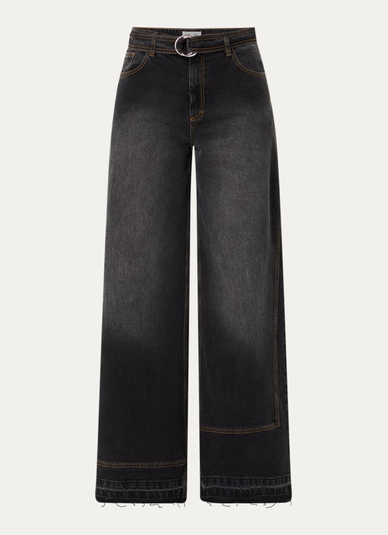 Baum und Pferdgarten Dames Niema high waist wide fit jeans met gekleurde wassing in de kleur Zwart, maat: W31/L32