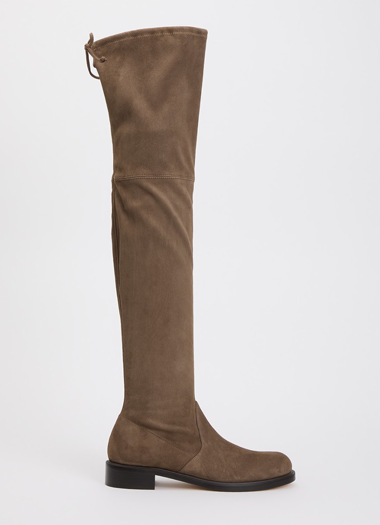 Stuart Weitzman Dames Giseleland overknee laars van suède in de kleur Lichtbruin, maat: 37