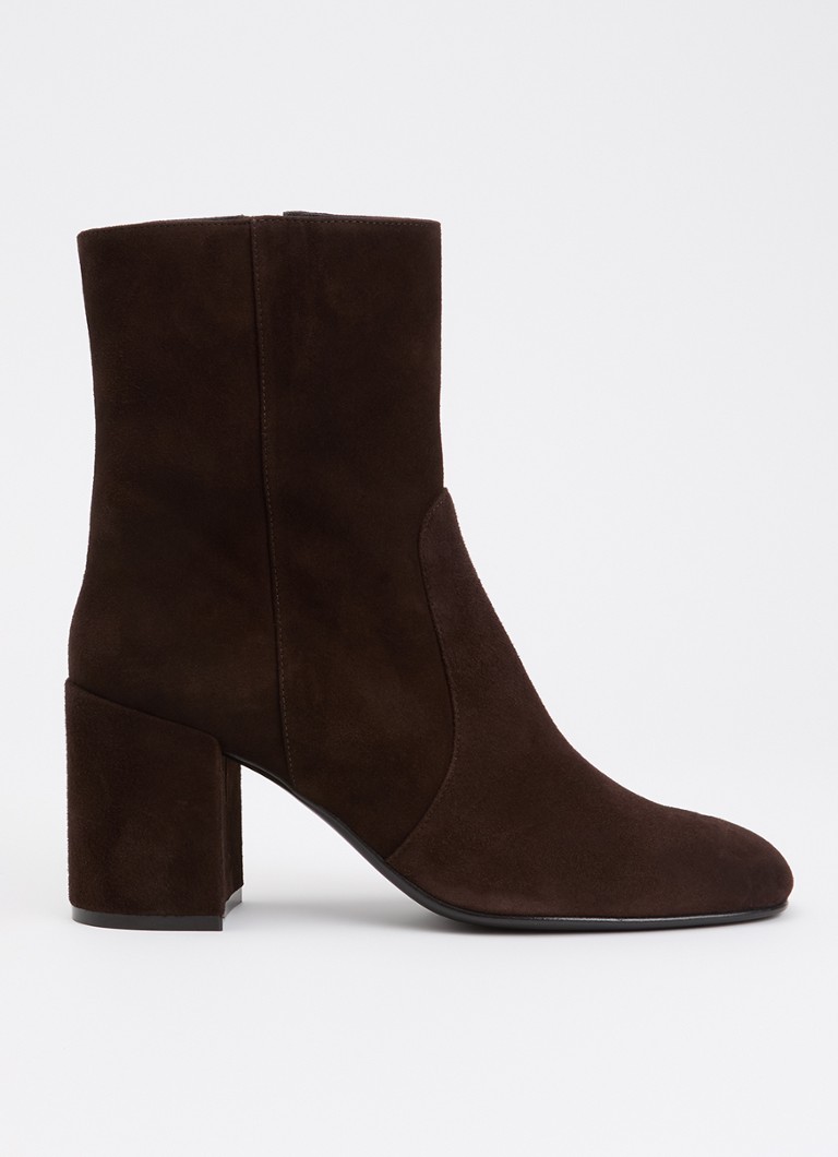 Stuart Weitzman Dames Nubacari 75 enkellaarsje van suède in de kleur Donkerbruin, maat: 39