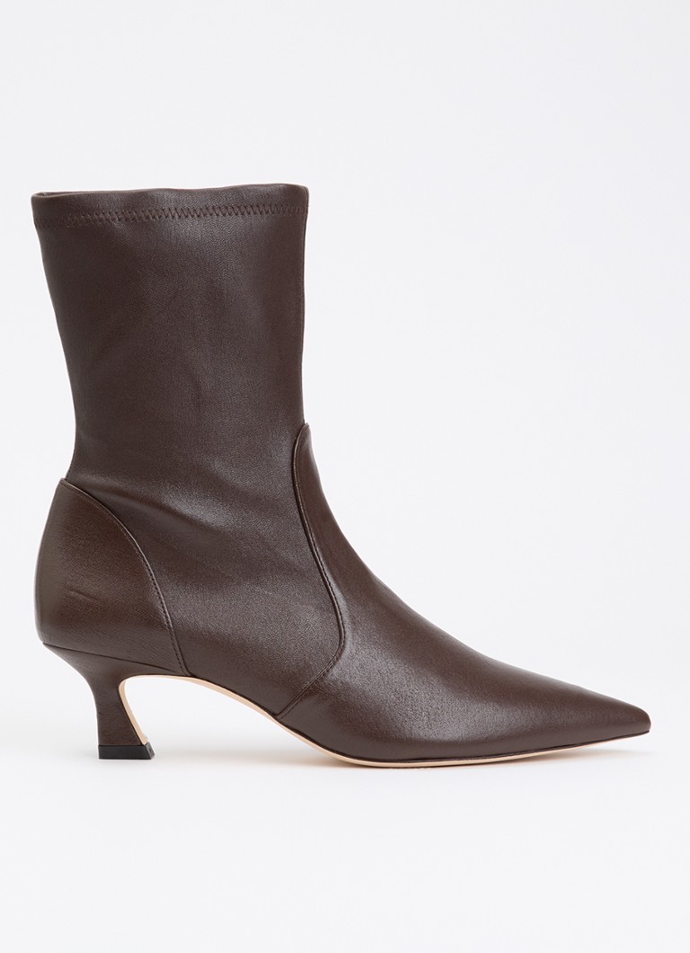 Stuart Weitzman Dames Vinnie 50 enkellaarsje van leer in de kleur Chocoladebruin, maat: 39