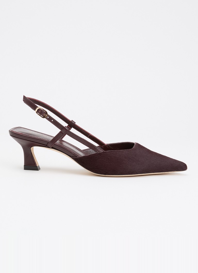 Stuart Weitzman Dames Vinnie 50 slingback van suède met details van leer in de kleur Bordeauxrood, maat: 38