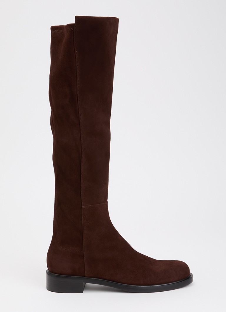 Stuart Weitzman Dames 5050 Gisele laars van suède in de kleur Kastanjebruin, maat: 39