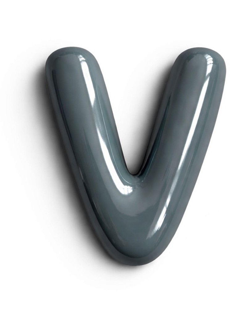 Ceramics by Romy Letter V hanger 10 cm Grijs - Deal