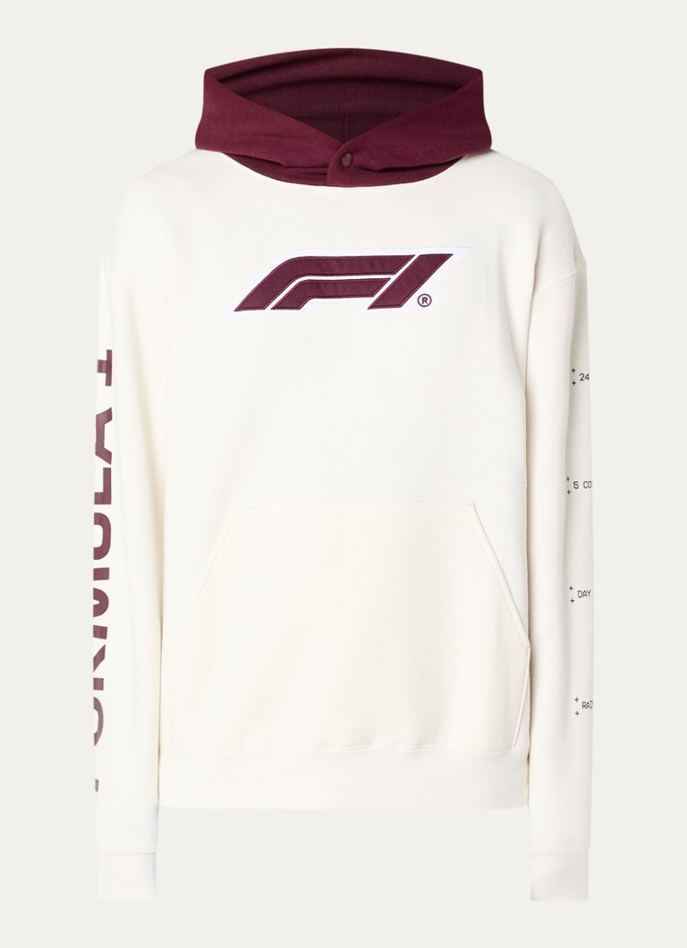 F1 Heren All Hands hoodie met logo- en backprint in de kleur Creme, maat: XXL