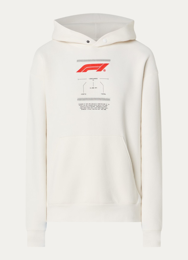F1 Heren Turbocharged hoodie met print in de kleur Creme, maat: XXL