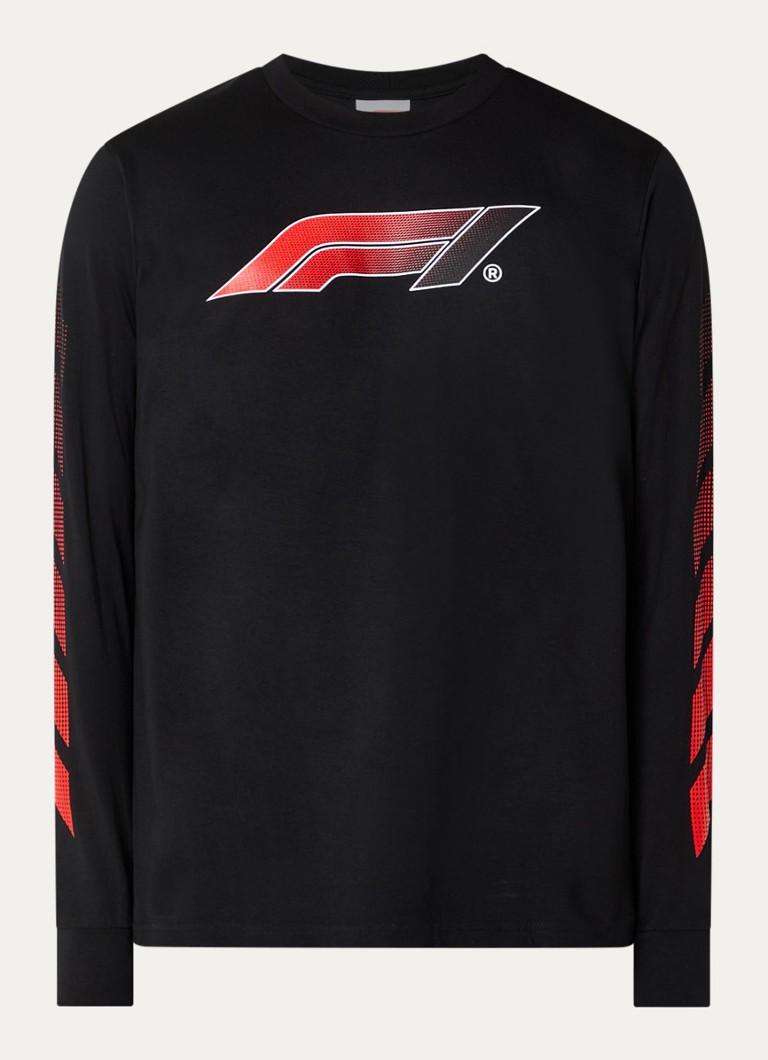 F1 Heren Victory longsleeve met logo- en backprint in de kleur Zwart, maat: XXL
