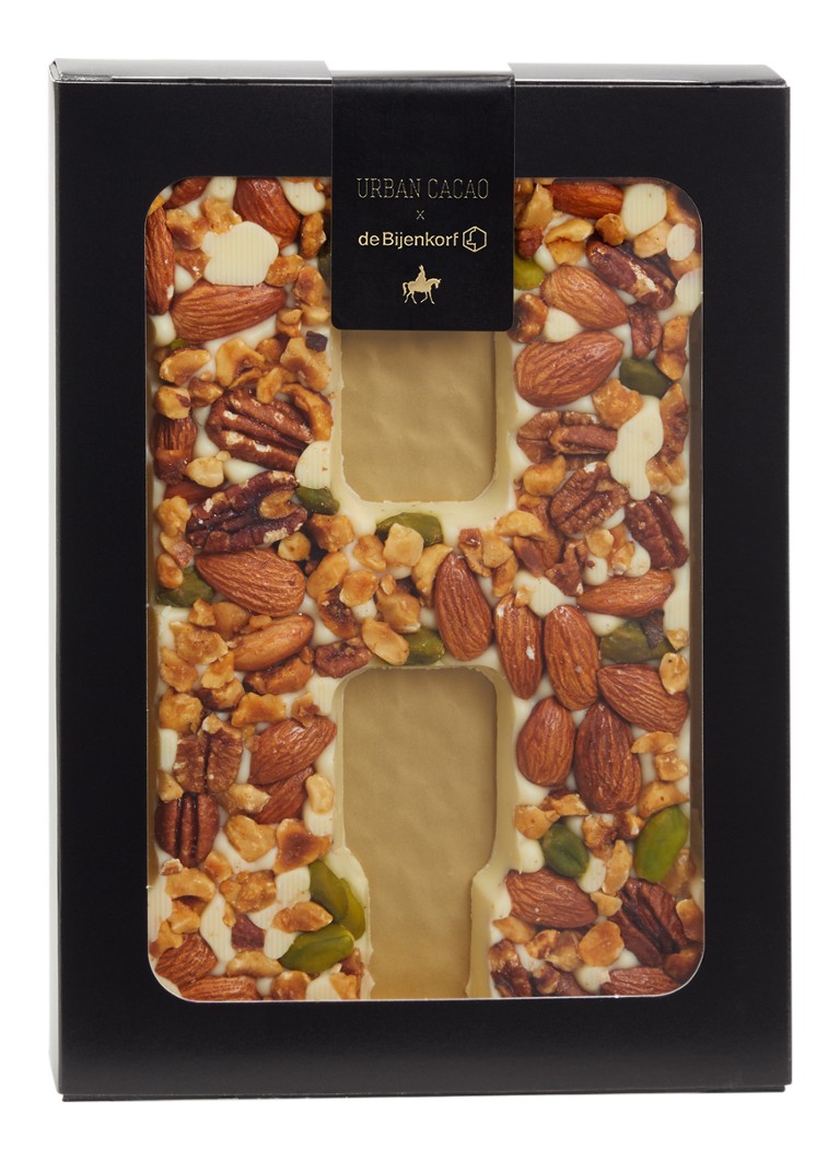 Urban Cacao Witte chocoladeletter met noten 180 gram H - Deal