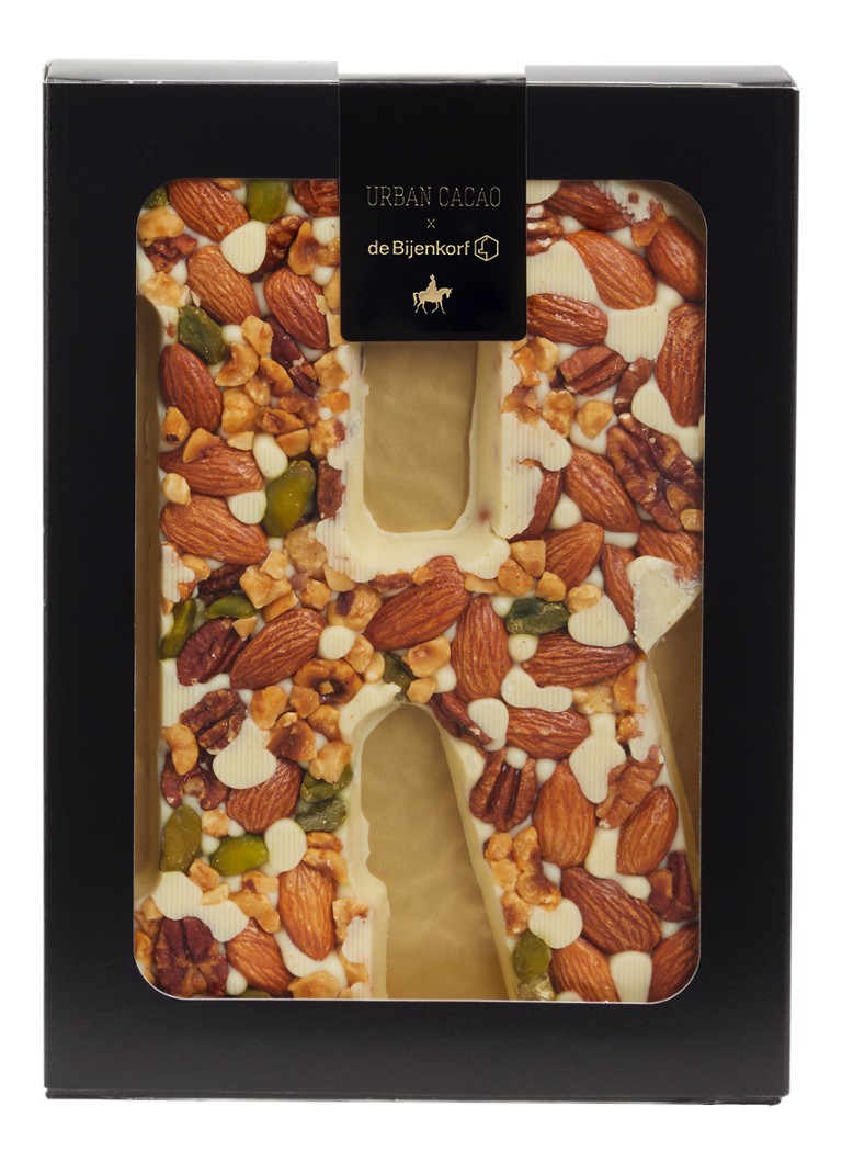 Urban Cacao Witte chocoladeletter met noten 180 gram R - Deal