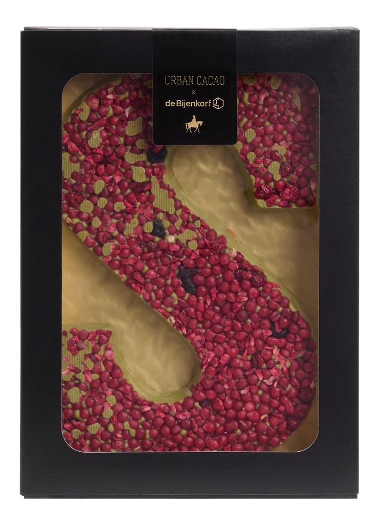 Urban Cacao Witte chocoladeletter met matcha en rood fruit 200 gram S - Deal