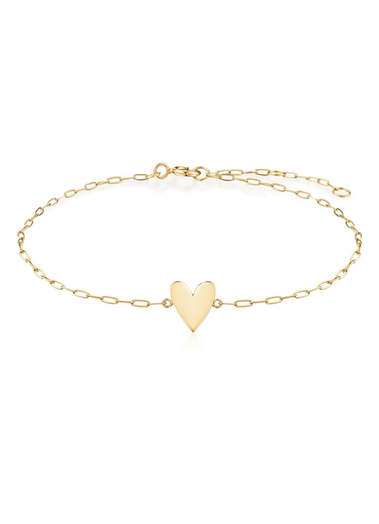 Rosefield Dames Plain Heart armband van 14 karaat geelgoud
