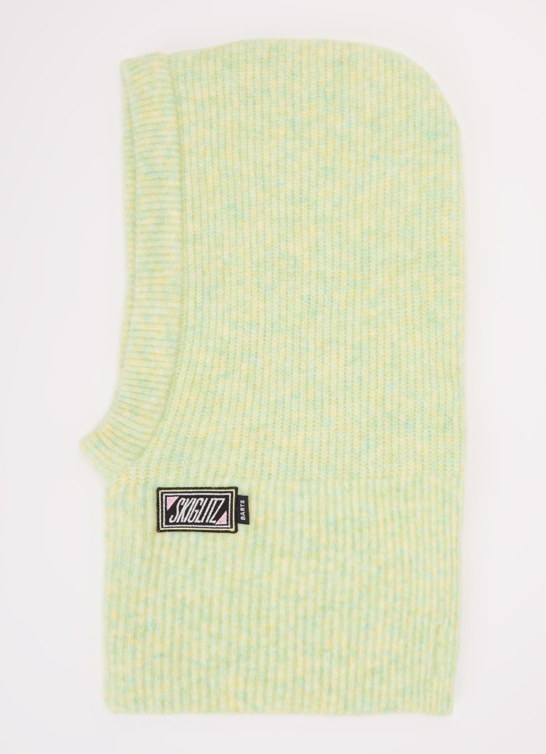 Stieglitz Dames Skiglitz ribgebreide balaclava in wolblend met logo in de kleur Lime, maat: ONE SIZE