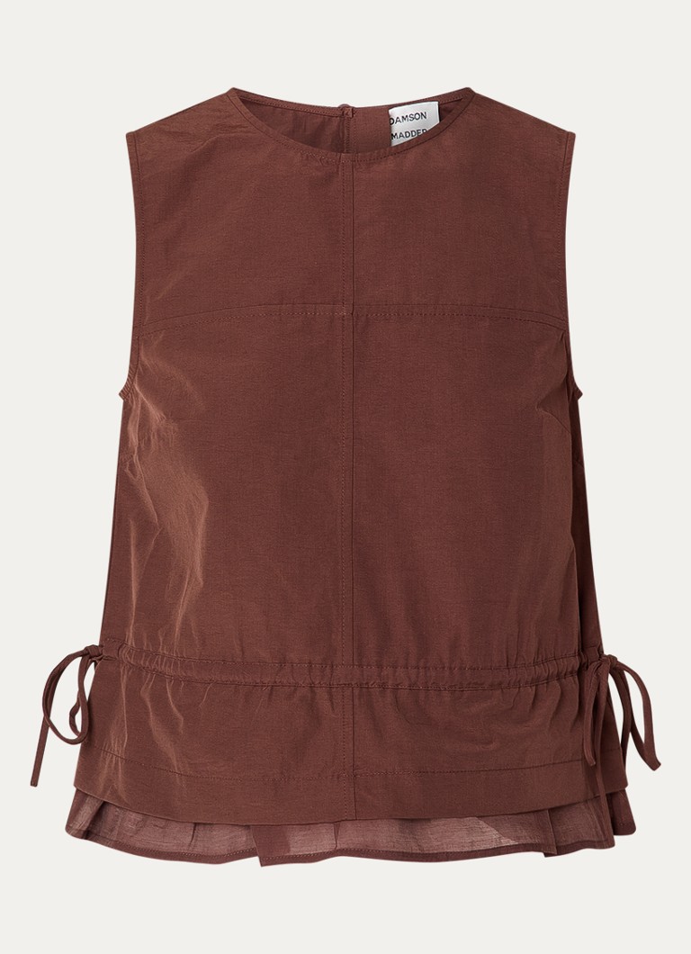 Damson Madder Dames Ailani top met gestrikt detail in de kleur Donkerbruin, maat: 38