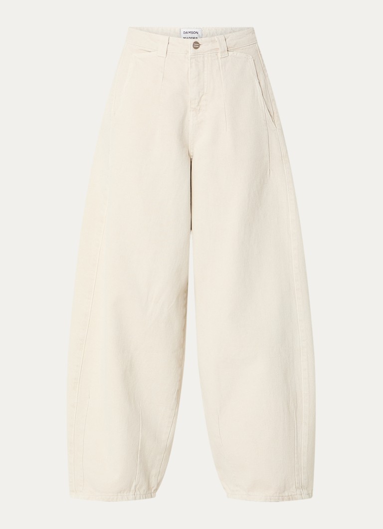 Damson Madder Dames Erika high waist balloon fit jeans met logo en steekzakken in de kleur Beige, maat: W25