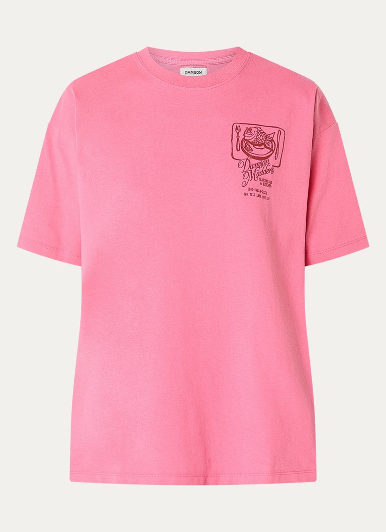 Damson Madder Dames Gill Of Dreams T-shirt met front- en backprint in de kleur Roze, maat: 38