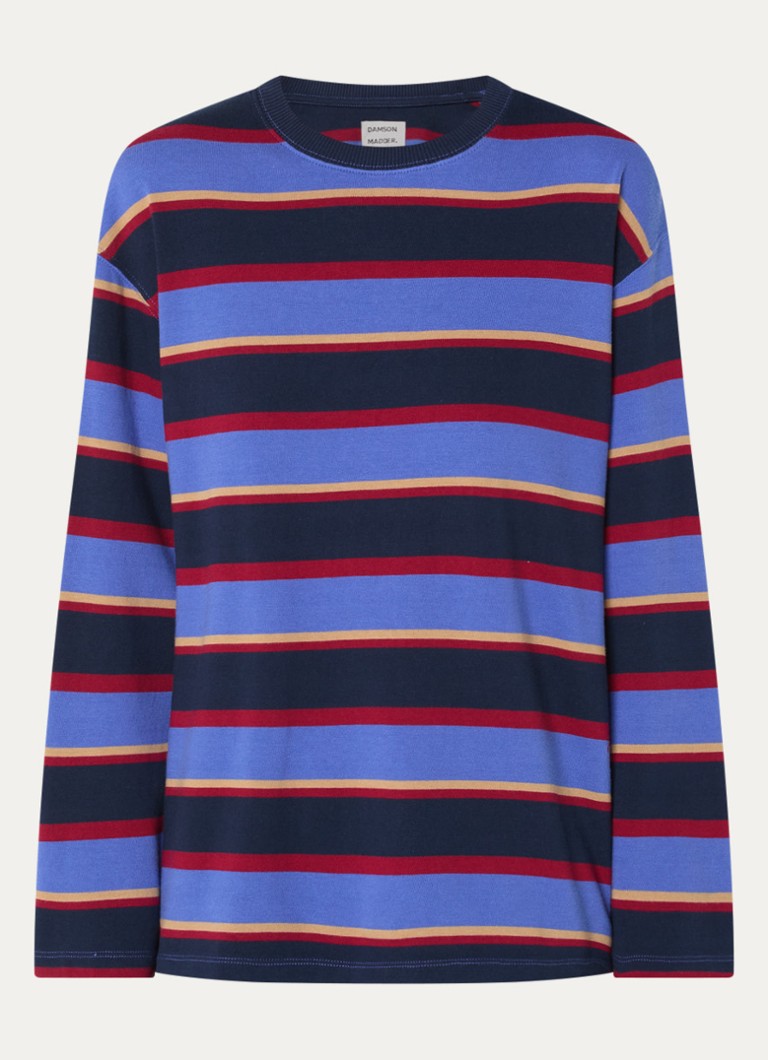 Damson Madder Dames Ali longsleeve met streepprint in de kleur Donkerblauw, maat: 40