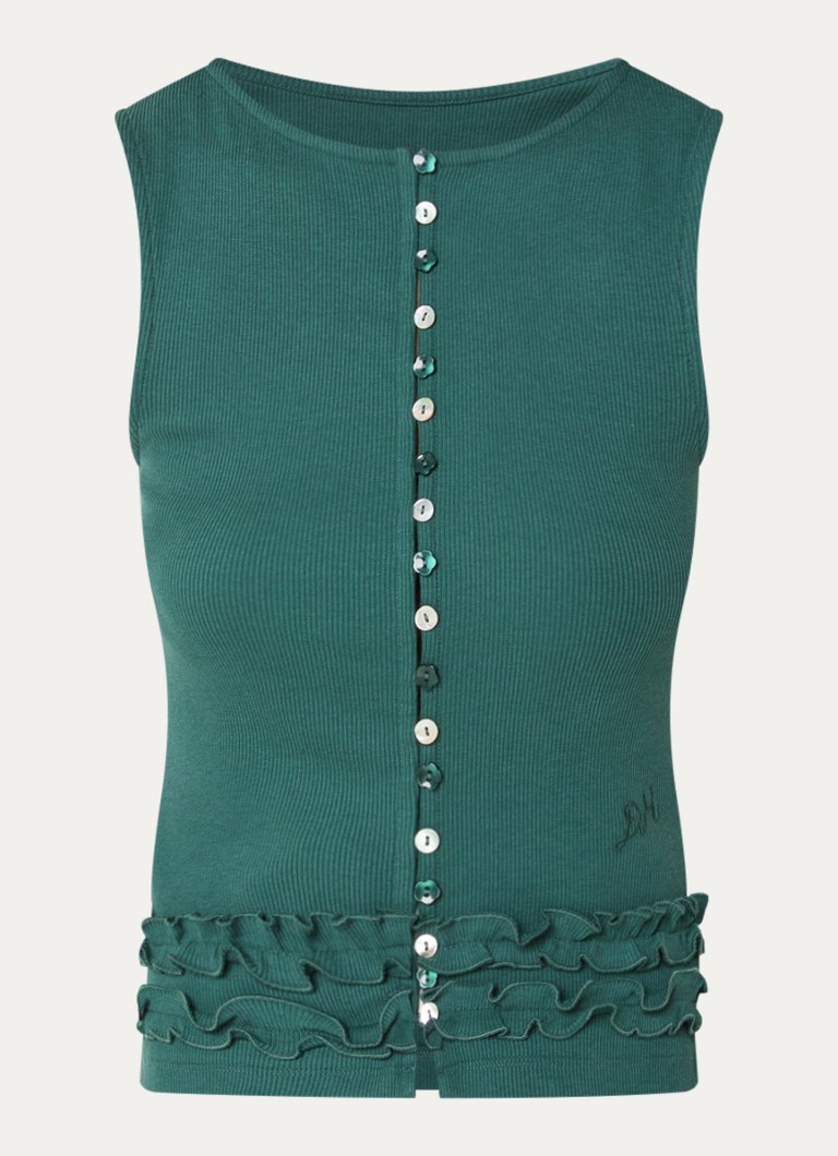 Damson Madder Dames Ember top met ruches in de kleur Groen, maat: 38