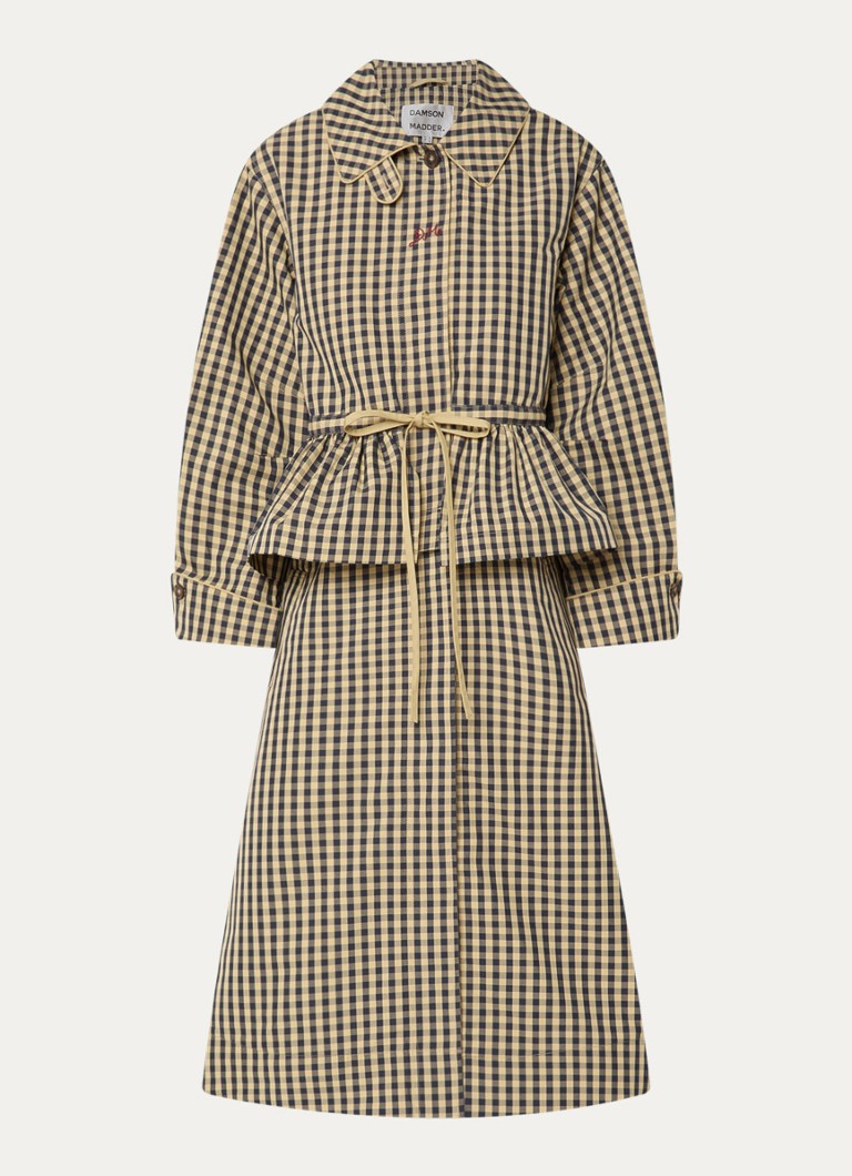 Damson Madder Dames Myrtle trenchcoat met ruitdessin en steekzakken in de kleur Geel, maat: 36