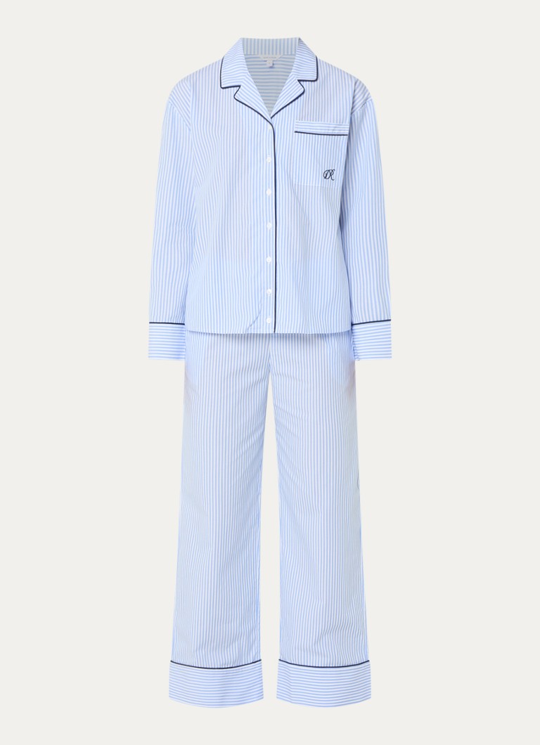 Dore & Rose Dames Pyjamaset van katoen in de kleur Lichtblauw, maat: L