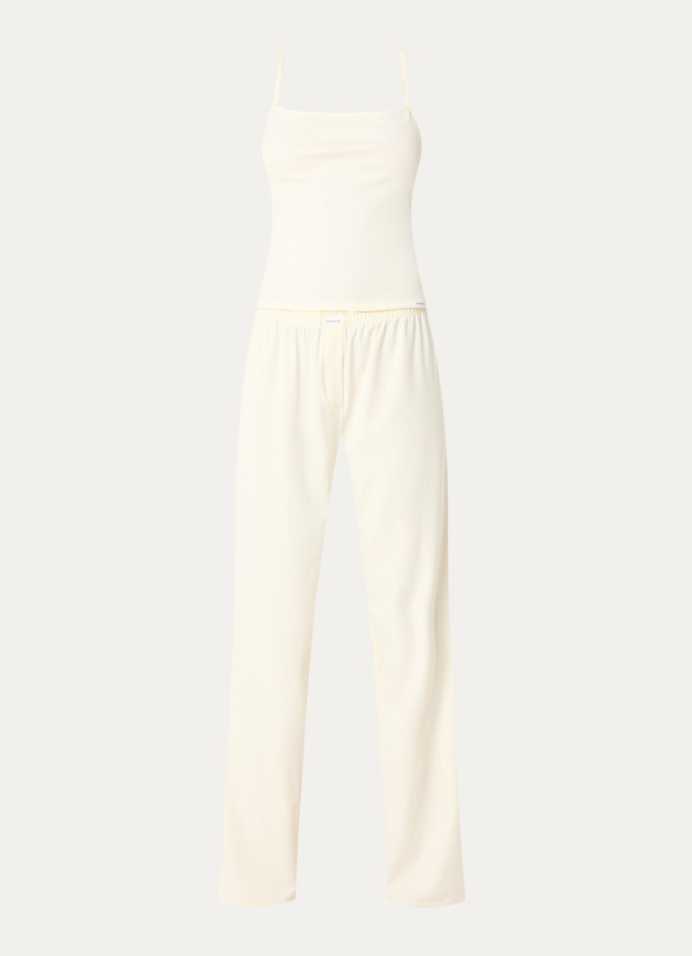 Dore & Rose Dames Pyjamaset van katoen in de kleur Ivoor, maat: S