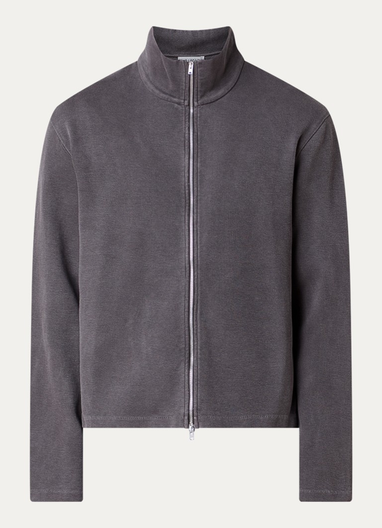 Our Legacy Heren Cropped sweatvest met opstaande kraag in de kleur Taupe, maat: 50
