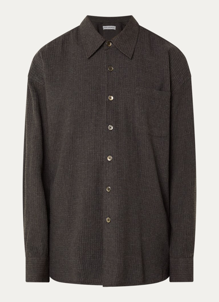 Our Legacy Heren Overshirt met ruitdessin en borstzak in de kleur Bruin, maat: 52
