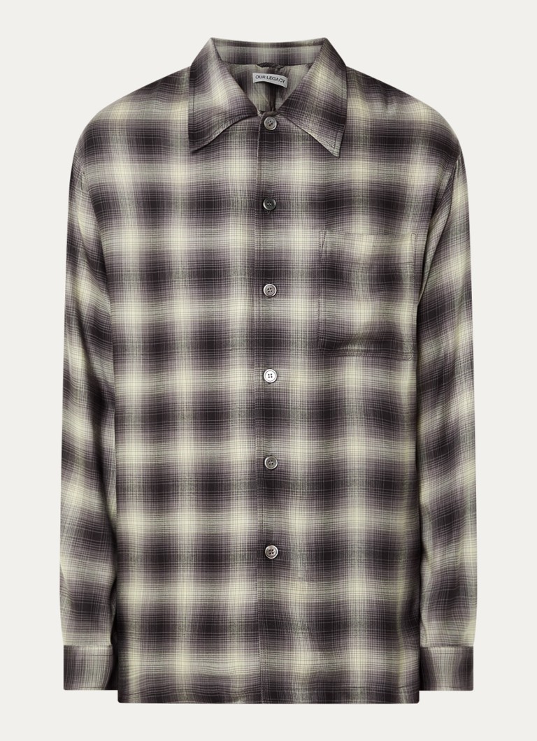 Our Legacy Heren Overshirt met ruitdessin en borstzak in de kleur Bruin, maat: 52