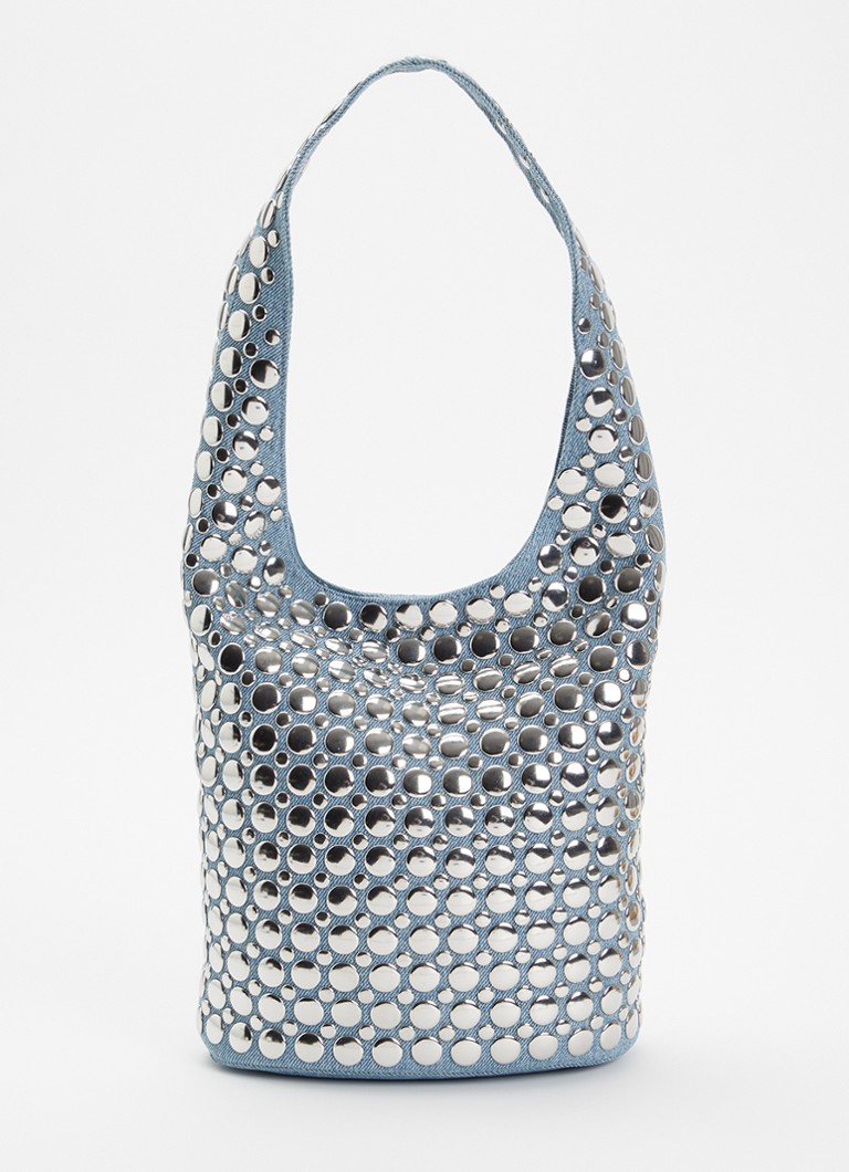 DOTTHZ Dames The Dante schoudertas van denim met studs in de kleur Lichtblauw, maat: 1SZ