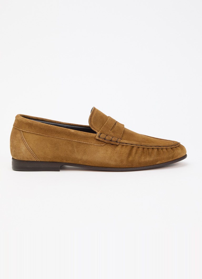 Posa Dames Loafer van suède in de kleur Cognac, maat: 40