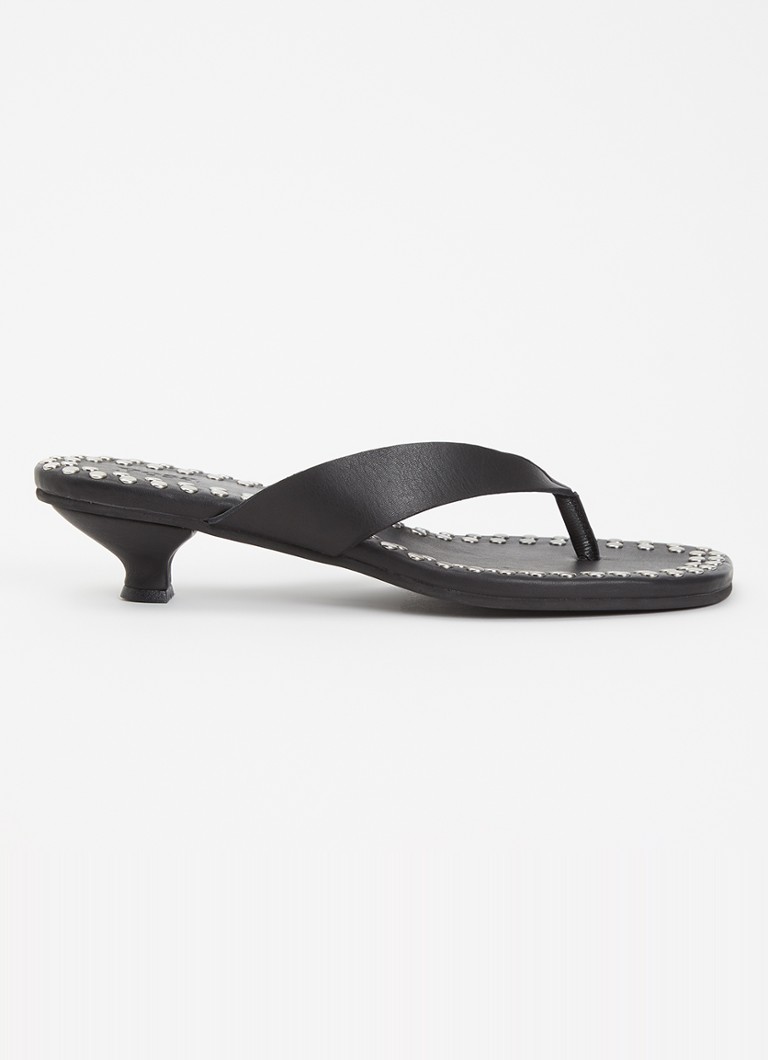 Posa Dames Mosaic sandalette van leer met studs in de kleur Zwart, maat: 36
