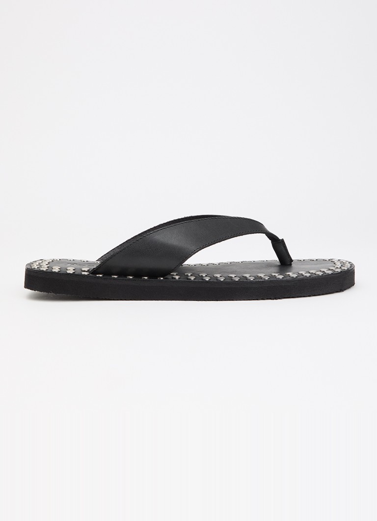 Posa Dames Mosaic slipper van leer in de kleur Zwart, maat: 41
