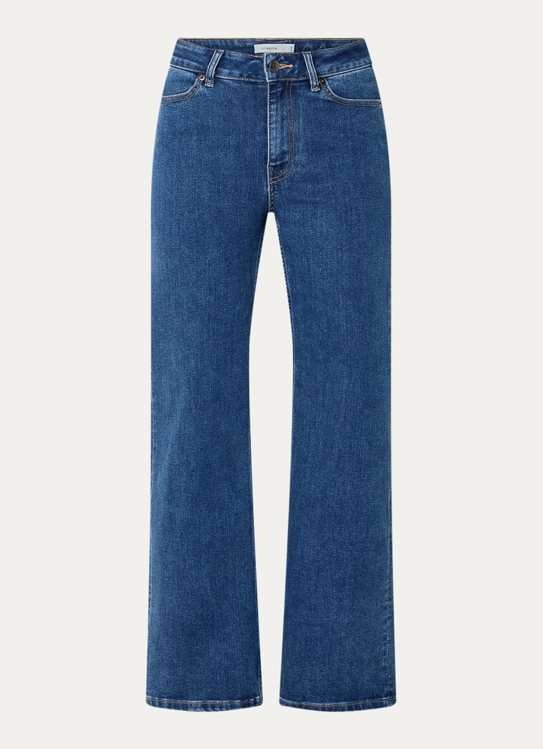 Ninepine Dames High waist straight leg jeans met stretch in de kleur Indigo, maat: W42/L30