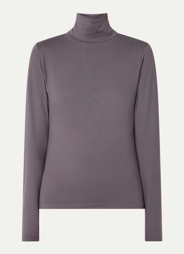 Ninepine Dames Top van jersey met col in de kleur Taupe, maat: xs