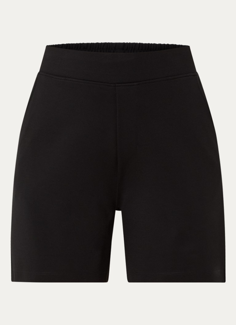 Ninepine Dames Mid waist straight fit korte broek met steekzakken in de kleur Zwart, maat: XXL