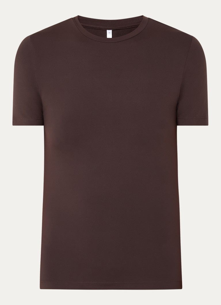Ninepine Dames T-shirt met ronde hals in de kleur Donkerbruin, maat: XS