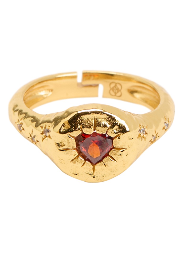 Ottoman Hands Dames Garnet Heart ring verguld