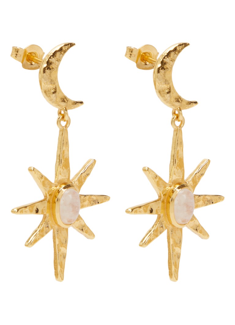 Ottoman Hands Dames Moonstone oorstekers verguld