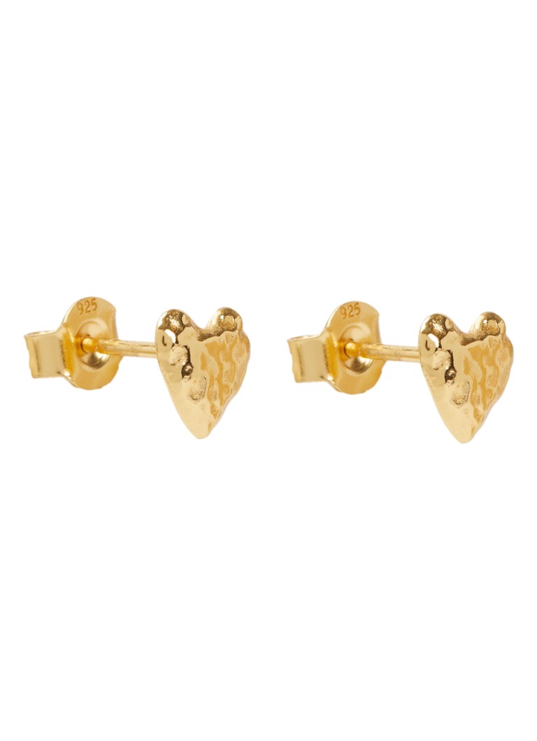 Ottoman Hands Dames Hammered Hearts oorknopjes verguld