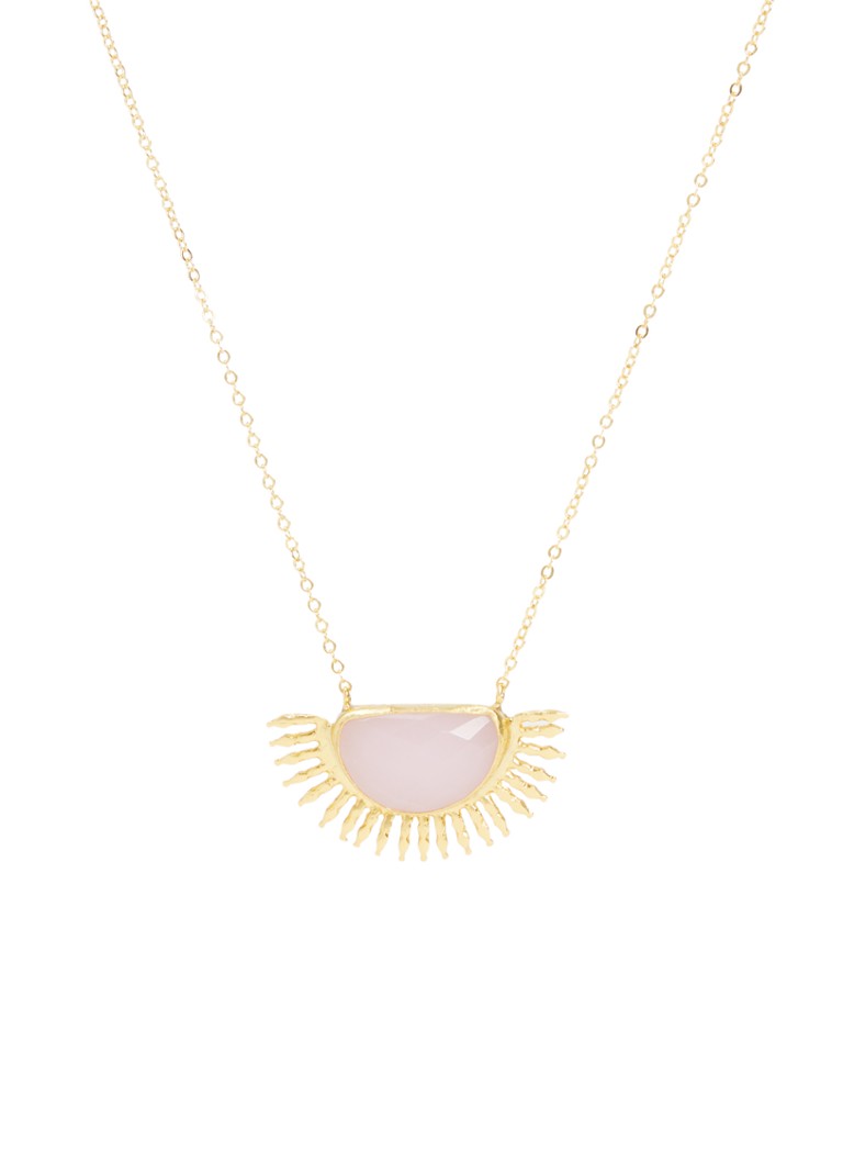 Ottoman Hands Dames Sunrise Aqua Chalcedony ketting verguld