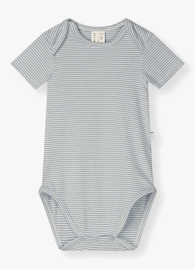 Gray Label Meisjes Romper in katoenblend met streepprint in de kleur Grijs, maat: 18-24M=86