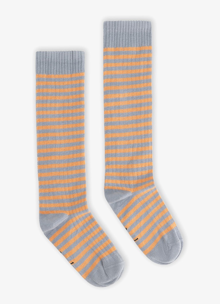 Gray Label Jongens Ribgebreide sokken met streepprint in de kleur Grijs, maat: 19-22