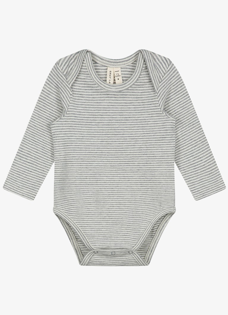 Gray Label Meisjes Romper met streepprint in de kleur Grijsmele, maat: 18-24M