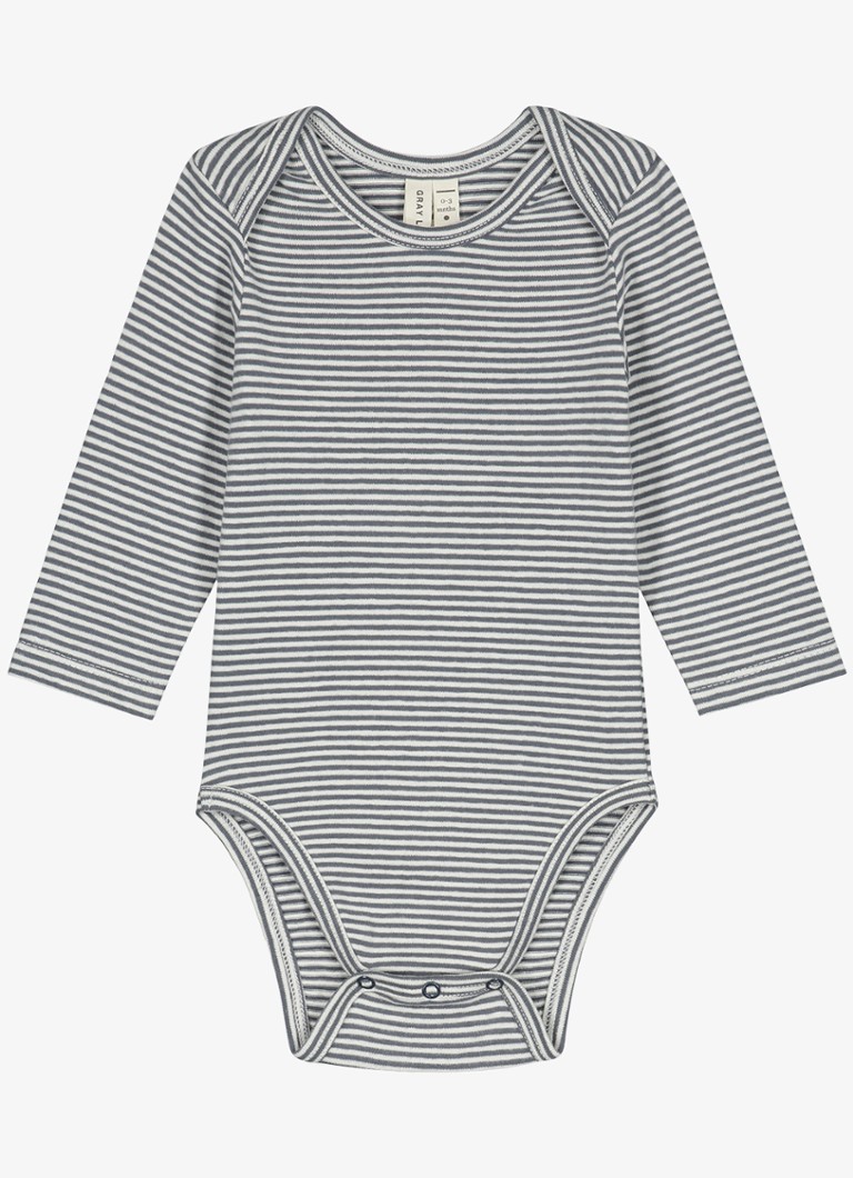Gray Label Meisjes Romper met streepprint in de kleur Blauwgrijs, maat: 6-9M