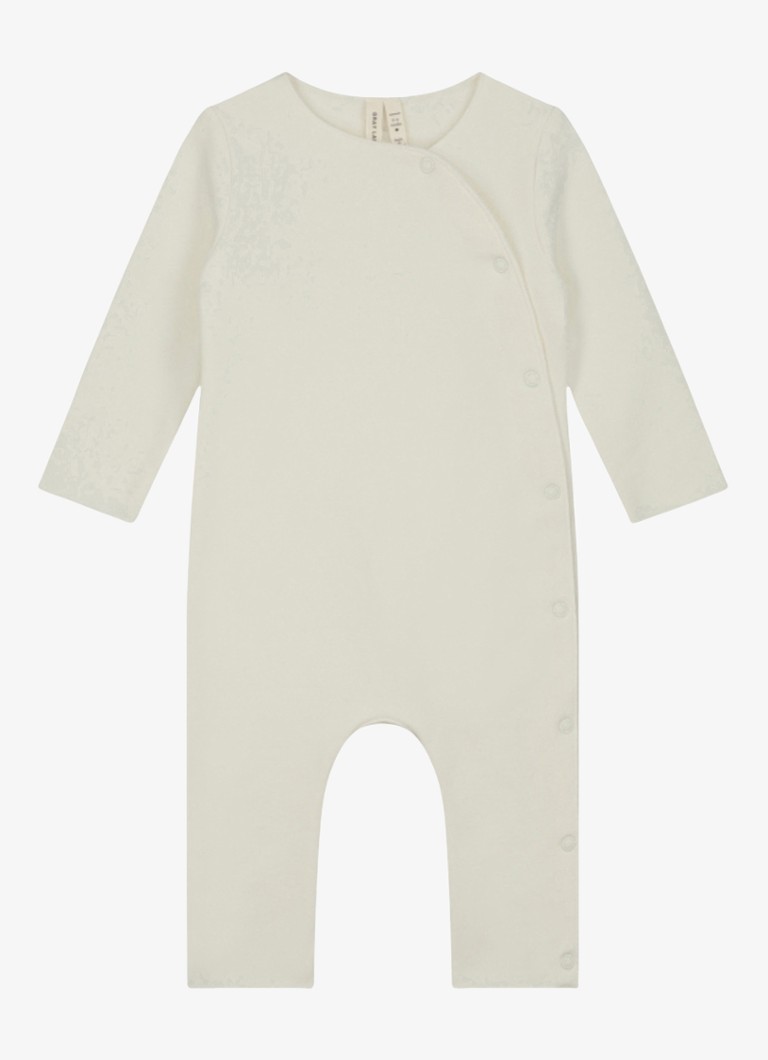 Gray Label Jongens Romper in katoenblend met ronde halse in de kleur Gebroken wit, maat: 6-9M=68